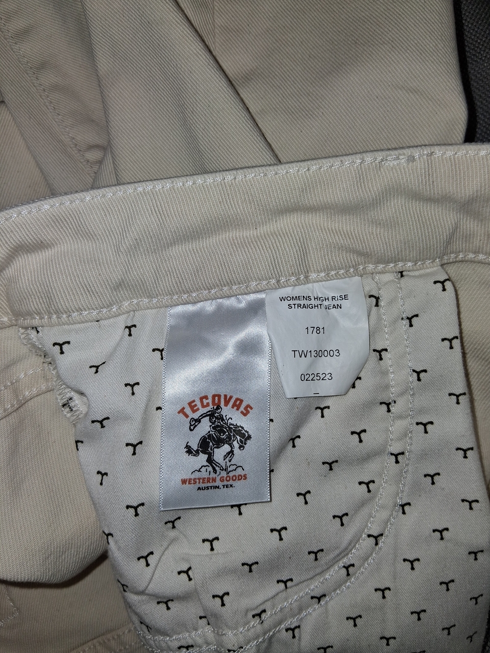 Tecovas Cream Straight-Leg Jeans Size 31 - Picture 3 of 16